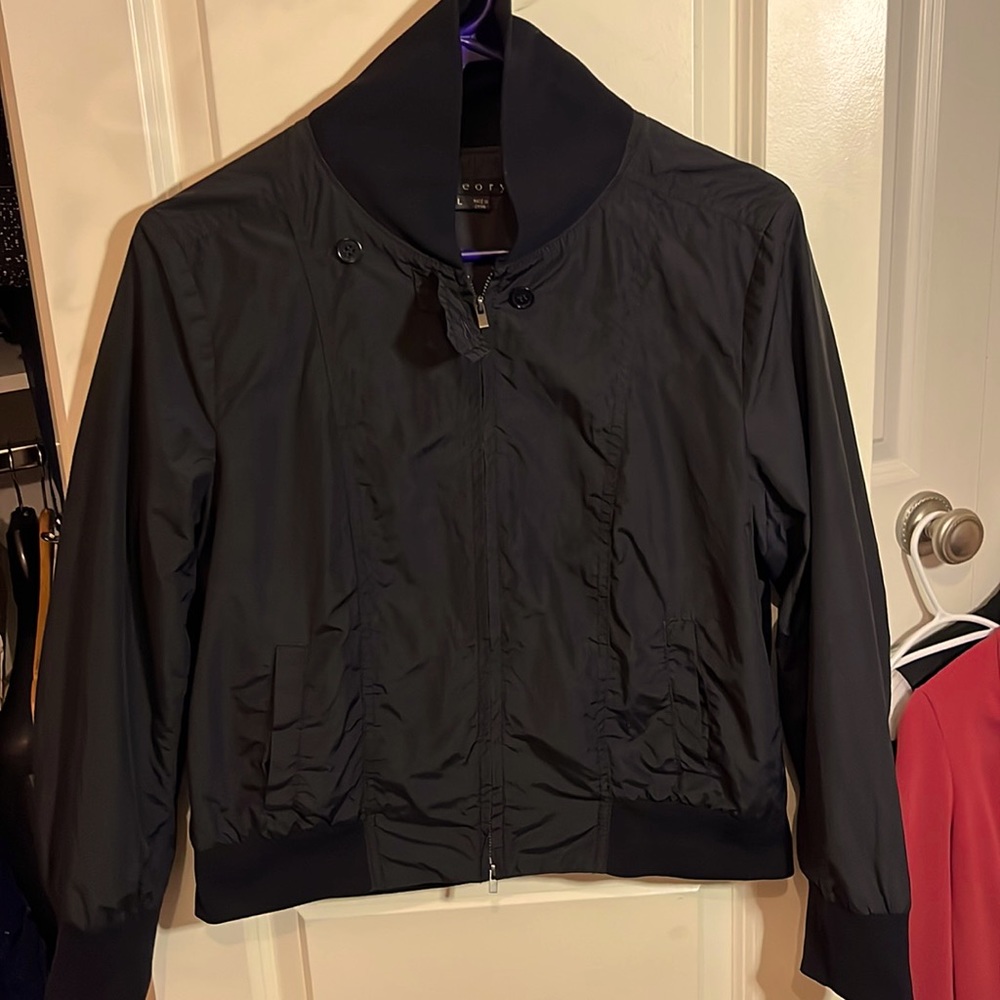 Theory Black Lightweight Bomber Jacket